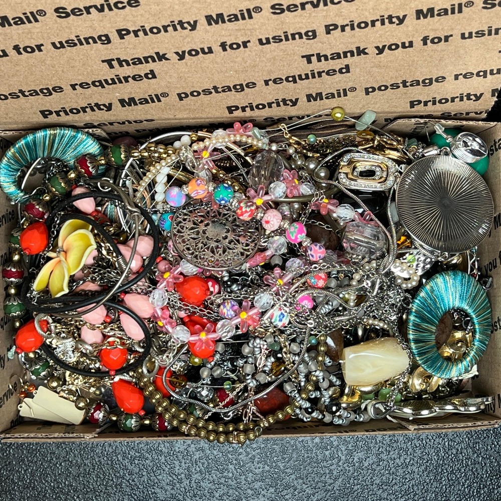 3 Lbs Craft Jewelry Lot Broken Repair Repurpose Wearable Resell